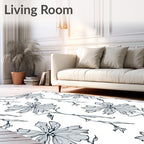Delicate Blue Floral Vine Rug