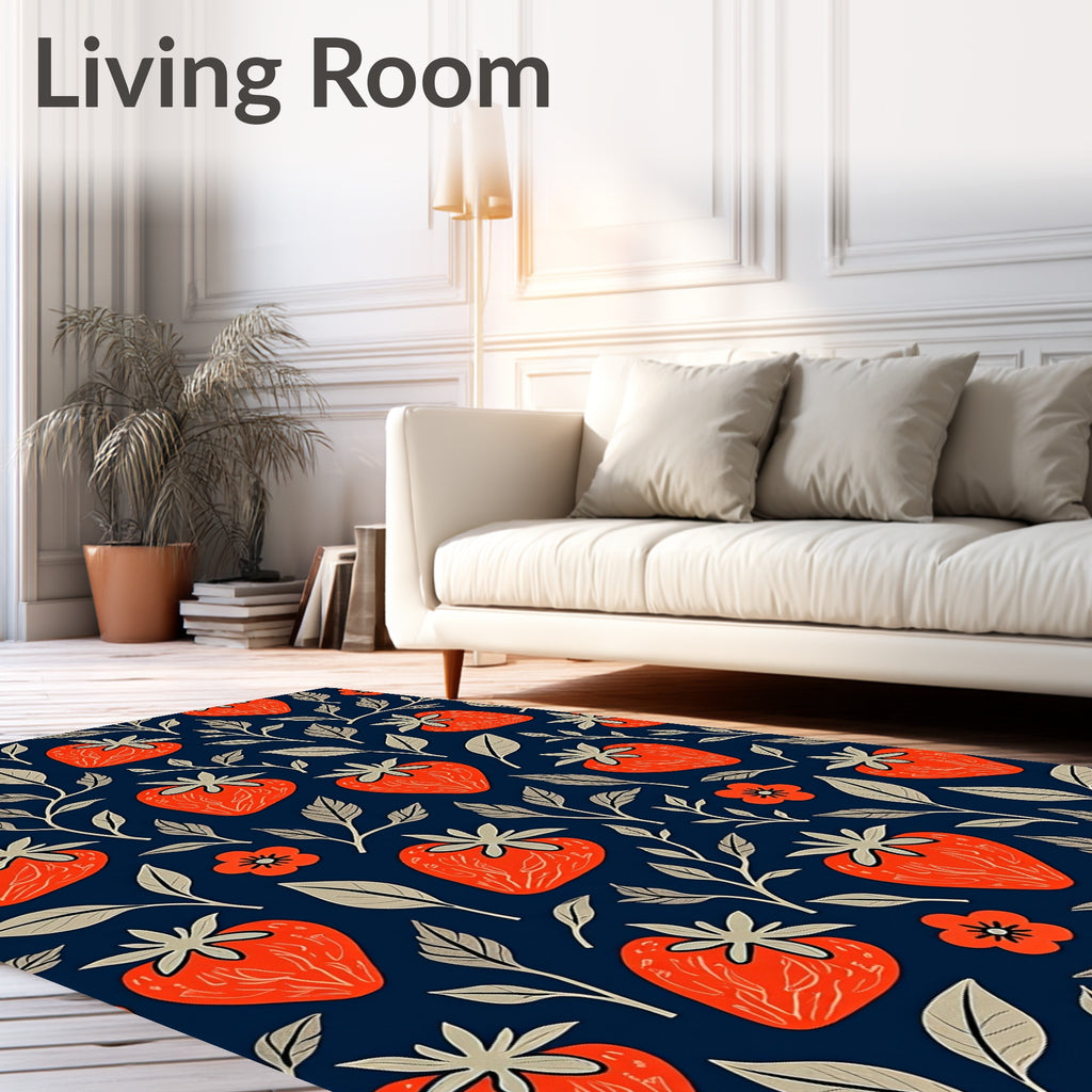 Orange Strawberry Leaf Pattern Rug