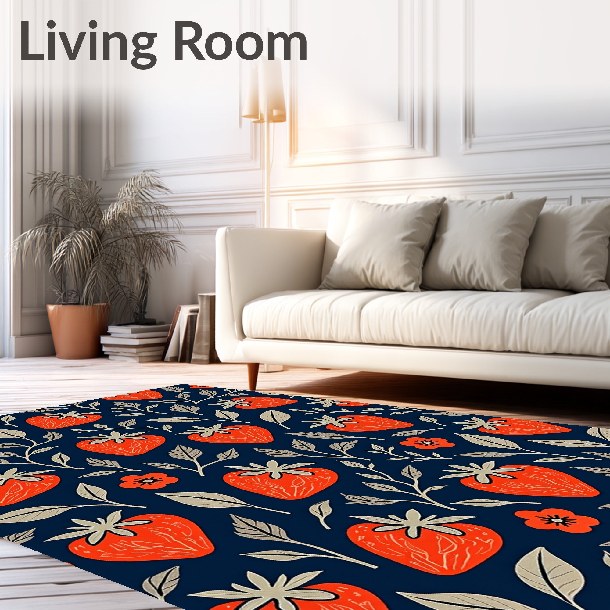 Orange Strawberry Leaf Pattern Rug