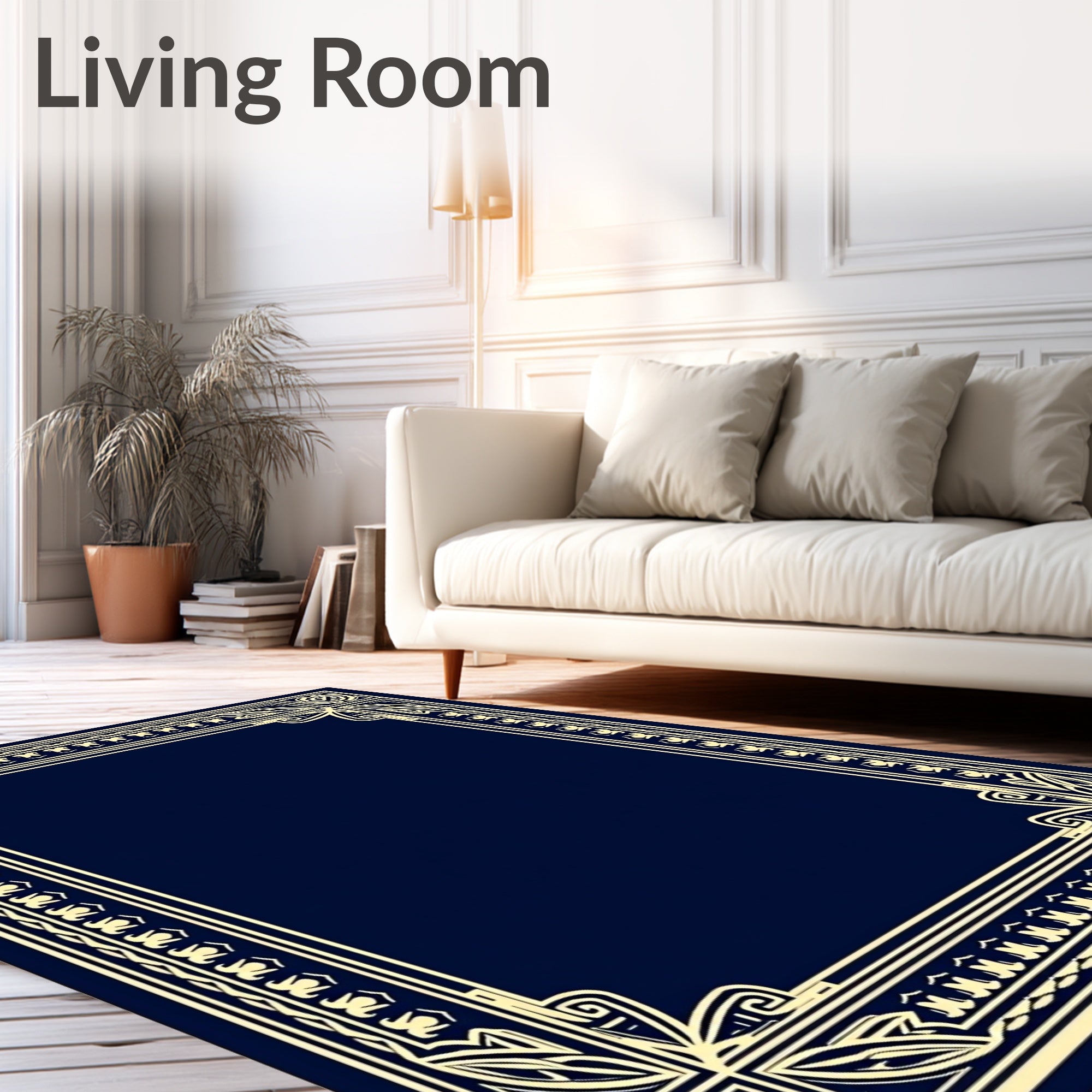 Ornate Floral Border Pattern Rug