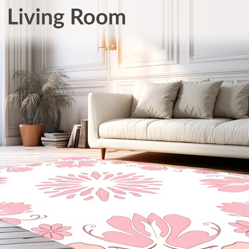 Pink Floral Mandala Pattern Rug
