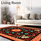 Vibrant Floral Scrollwork Pattern Rug