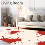 Bold Red Splatter Abstract Design Rug
