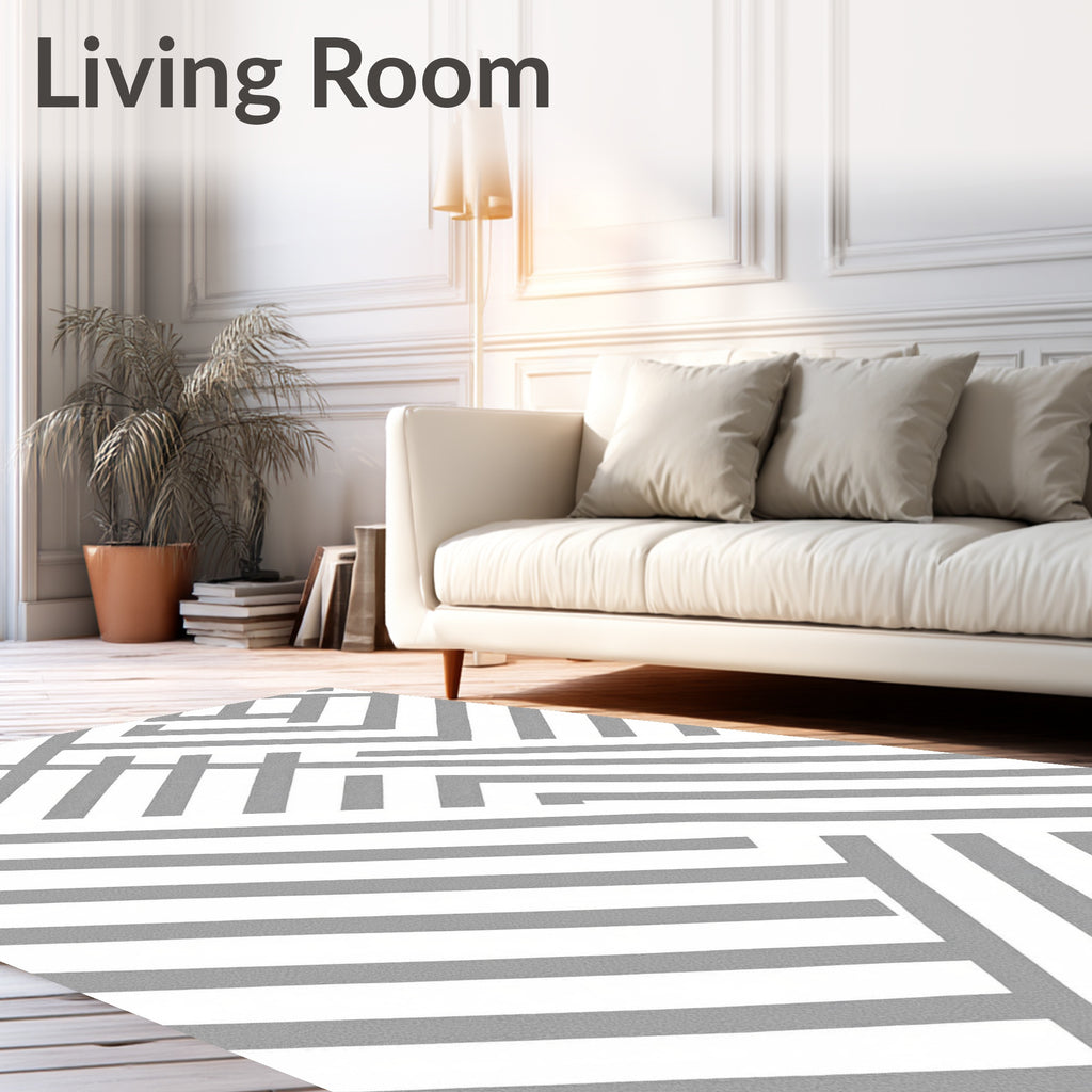 Modern Geometric Stripe Interlocking Design Rug