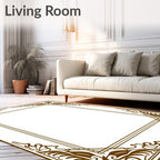 Ornate Floral Decorative Border Rug