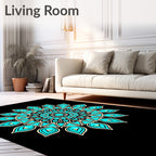 Mandala Style Cyan Floral Design Rug