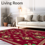 Crimson Star Tree Garland Medallion Rug