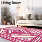 Geometric Diamond Pattern With Hearts Rug
