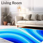 Abstract Blue Swirls Pattern Rug