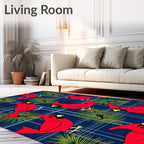 Crimson Cardinal Pine Sprig Plaid Rug