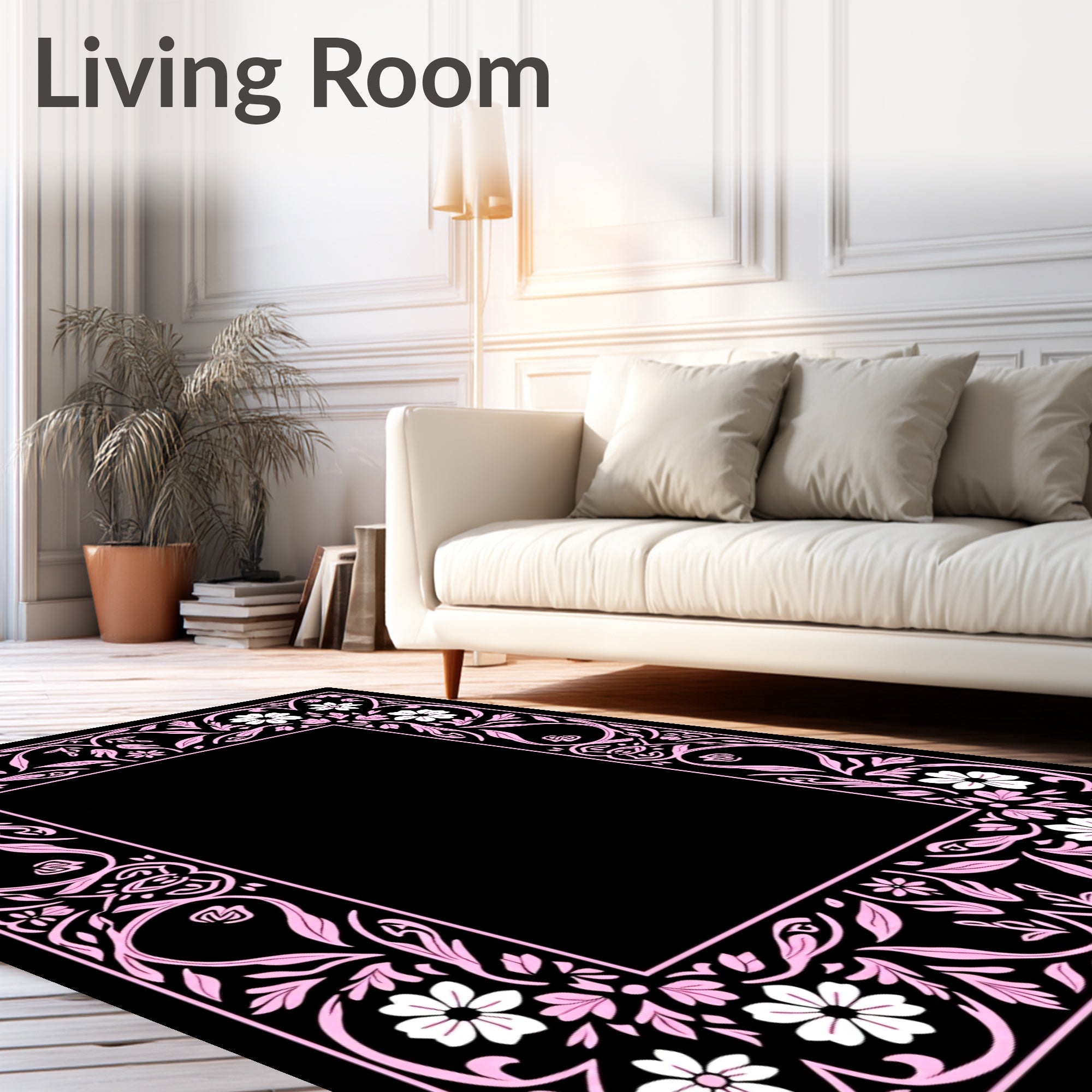 Floral Vines Border Design Rug