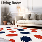 Abstract Brushstroke Red Blue Pattern Rug