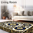 Ornate Floral Patterned Gold Rug