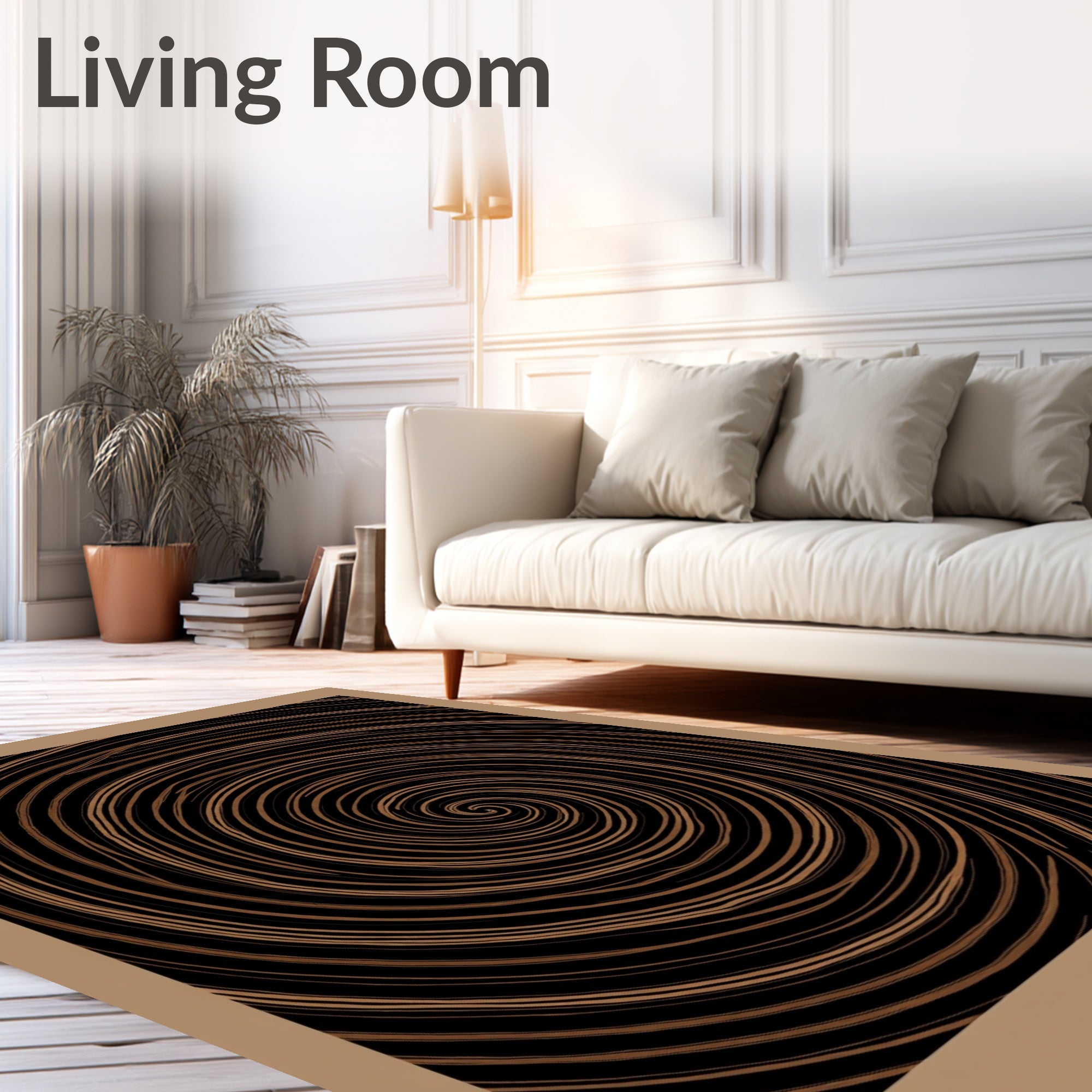 Abstract Swirls Dark Brown Design Rug