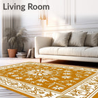 Golden Floral Intricate Pattern Rug