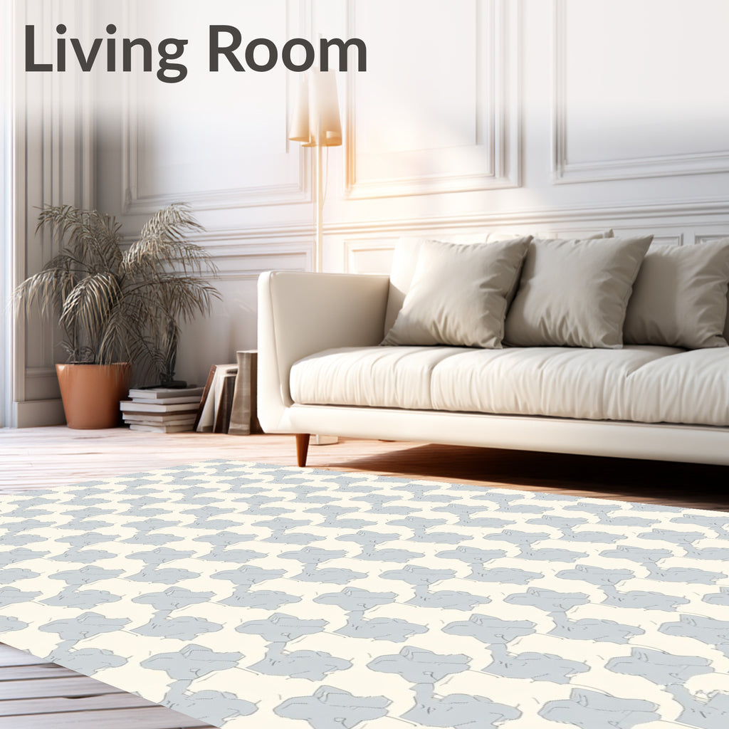 Soft Blue Clover Pattern Rug