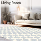 Soft Blue Clover Pattern Rug