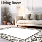 Ornate Floral Scroll Border Design Rug