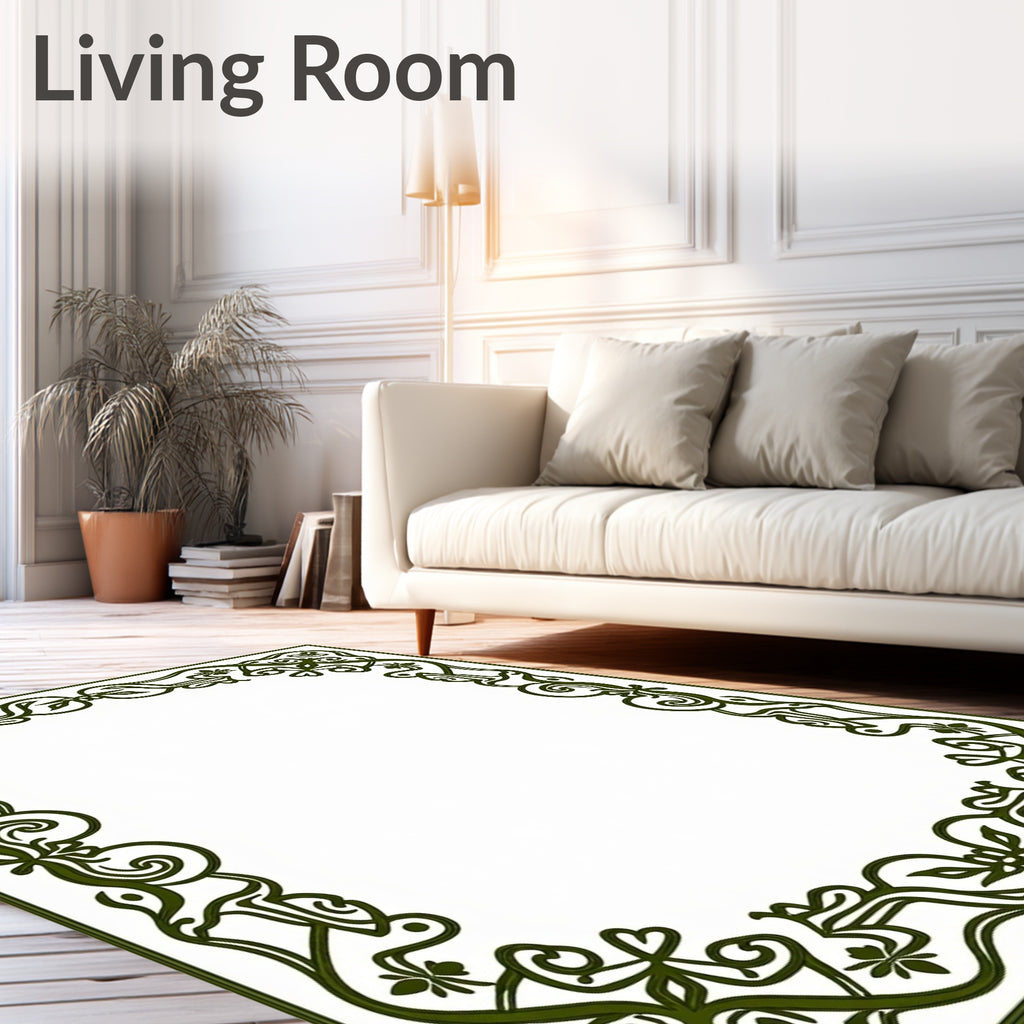 Art Nouveau Floral Scroll Vine Border Rug