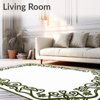 Art Nouveau Floral Scroll Vine Border Rug