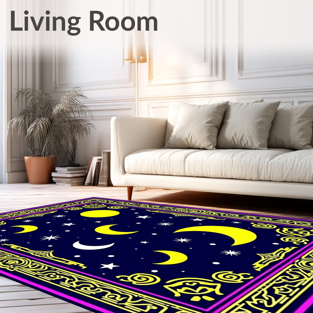 Celestial Moon Star Patterned Rug