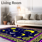 Celestial Moon Star Patterned Rug