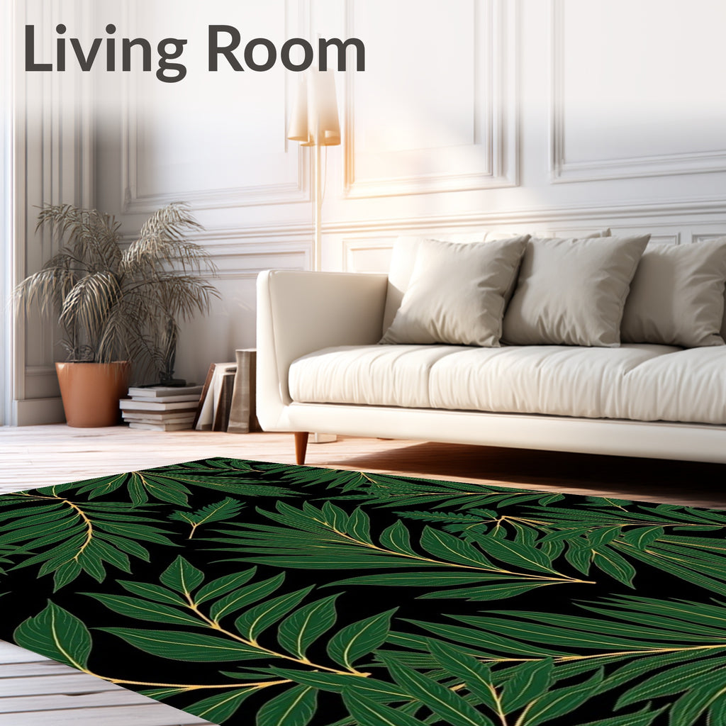 Green Leaf Pattern With 2 Tones Rug