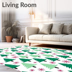 Festive Evergreen Forest Snowflake Rug