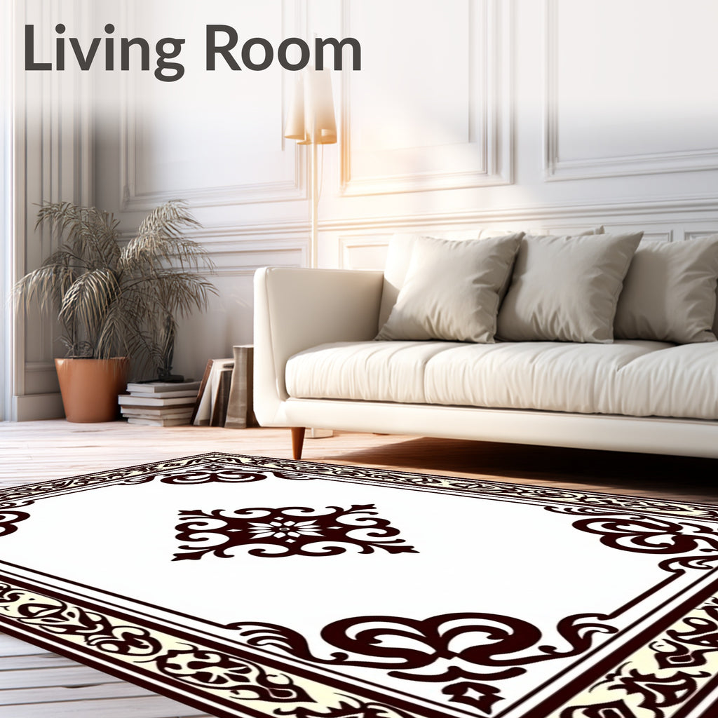 Elegant Dark Burgundy Floral Ornament Rug
