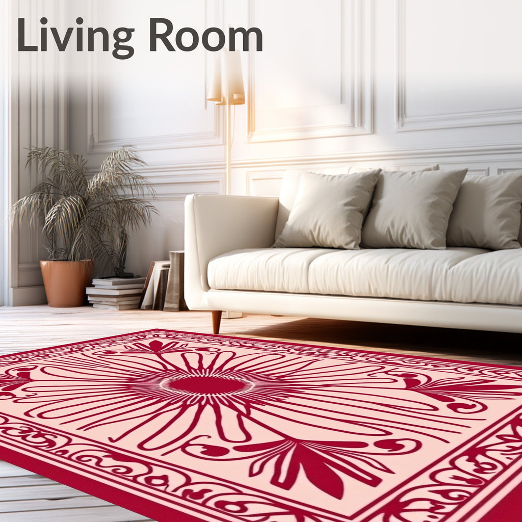 Ornate Floral Sunburst Pattern Rug