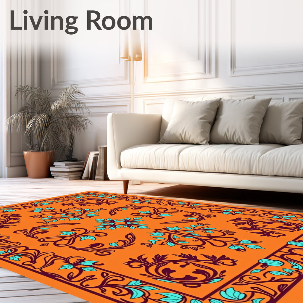 Ornate Floral Vine Pattern Rug