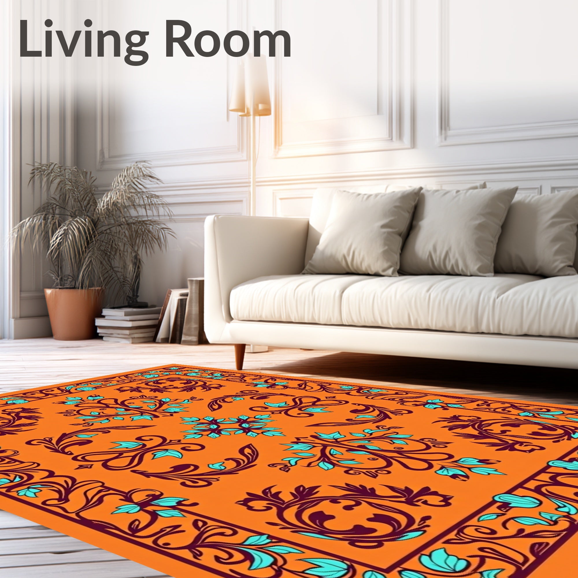 Ornate Floral Vine Pattern Rug