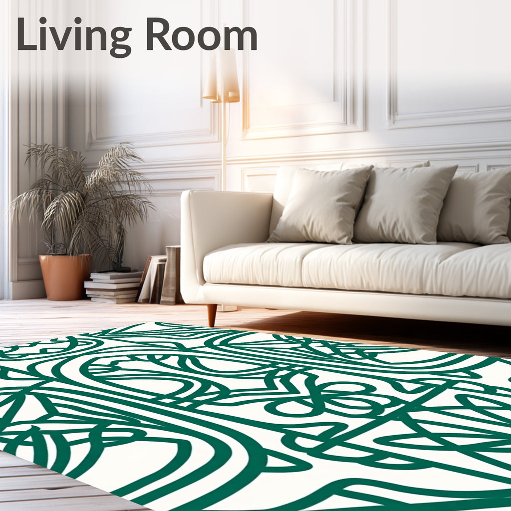 Elegant Intertwined Green Pattern Design Rug