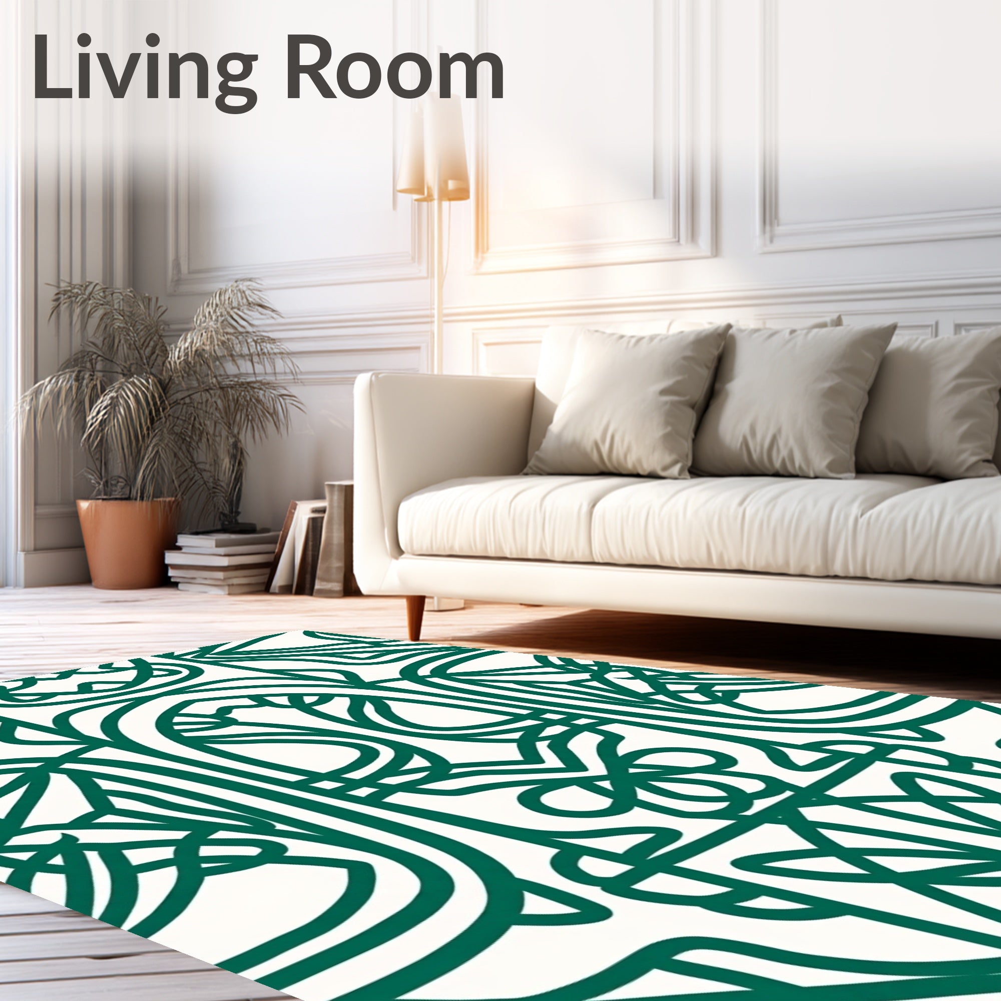 Elegant Intertwined Green Pattern Design Rug