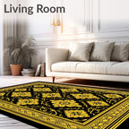 Grand Yellow Floral Intricate Border Rug