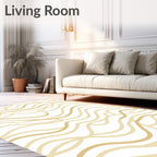 Minimalist Golden Wavy Lines Rug