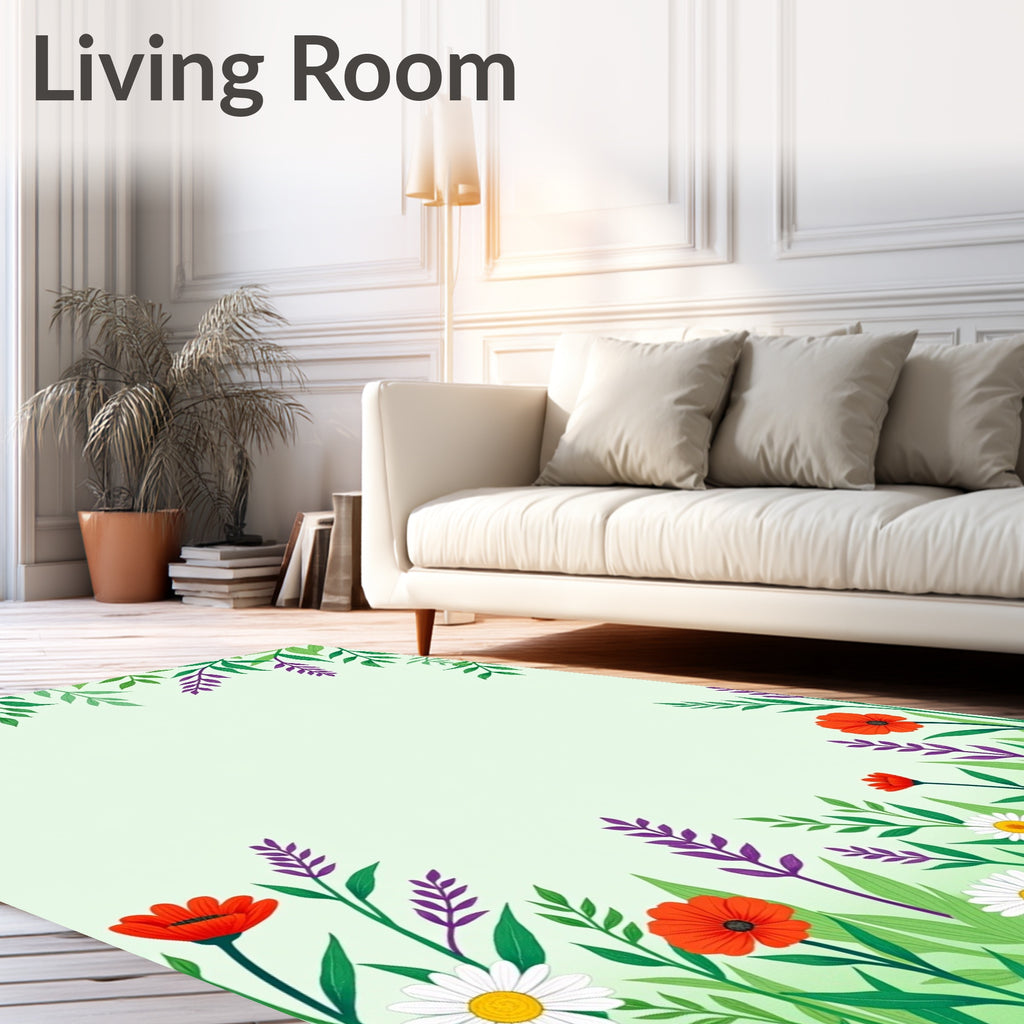 Whimsical Floral Meadow Design Rug