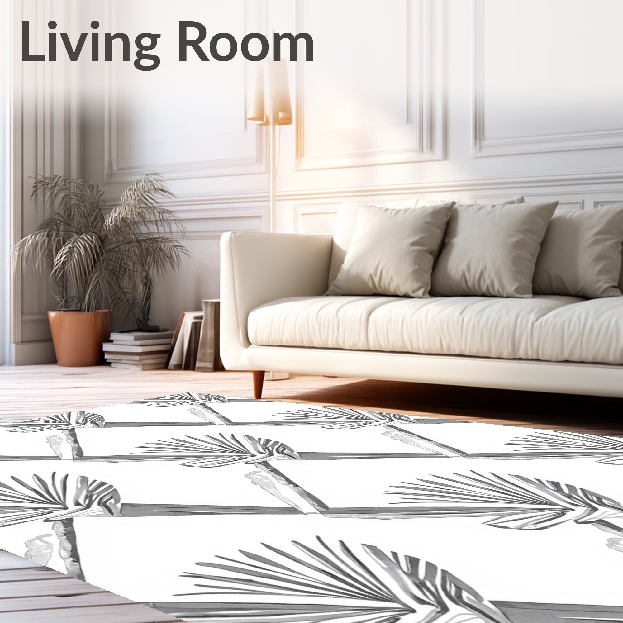 Geometric Palm Frond Pattern Rug