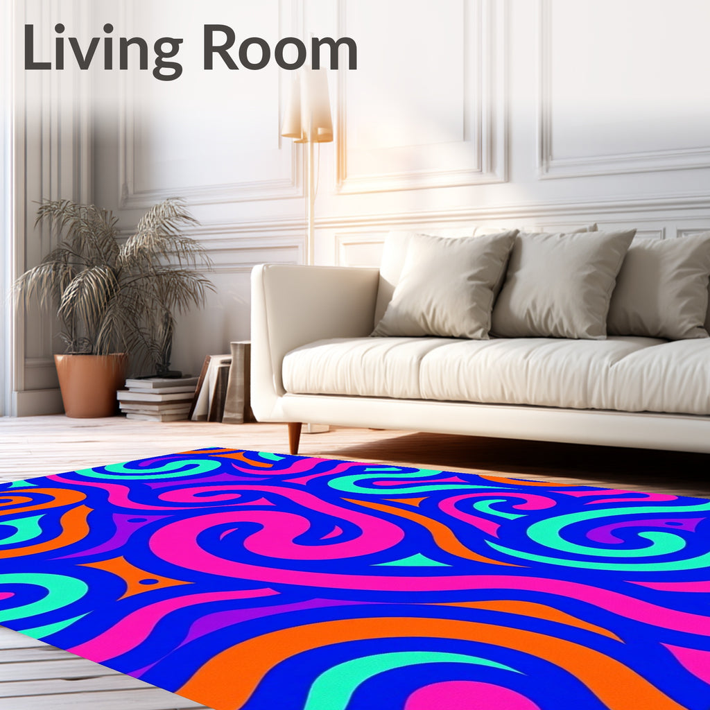 Groovy Swirl Patterned Vibrant Rug