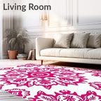 Vibrant Folk Floral Mandala Pattern Rug