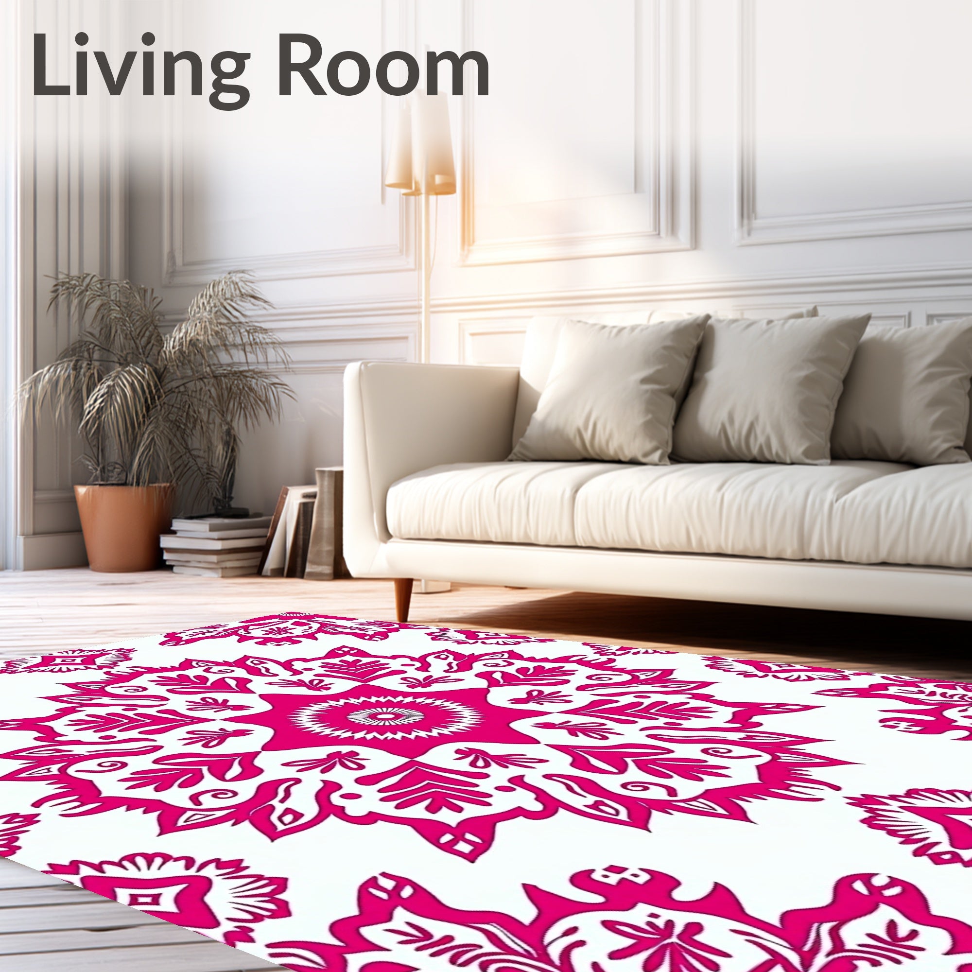 Vibrant Folk Floral Mandala Pattern Rug