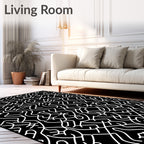 Abstract Black White Intertwined Pattern Rug