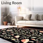 Whimsical Mushroom Leaf Pattern Rug