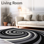 Monochrome Swirl Pattern Rug