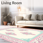 Victorian Scrollwork Delicate Floral Pattern Rug