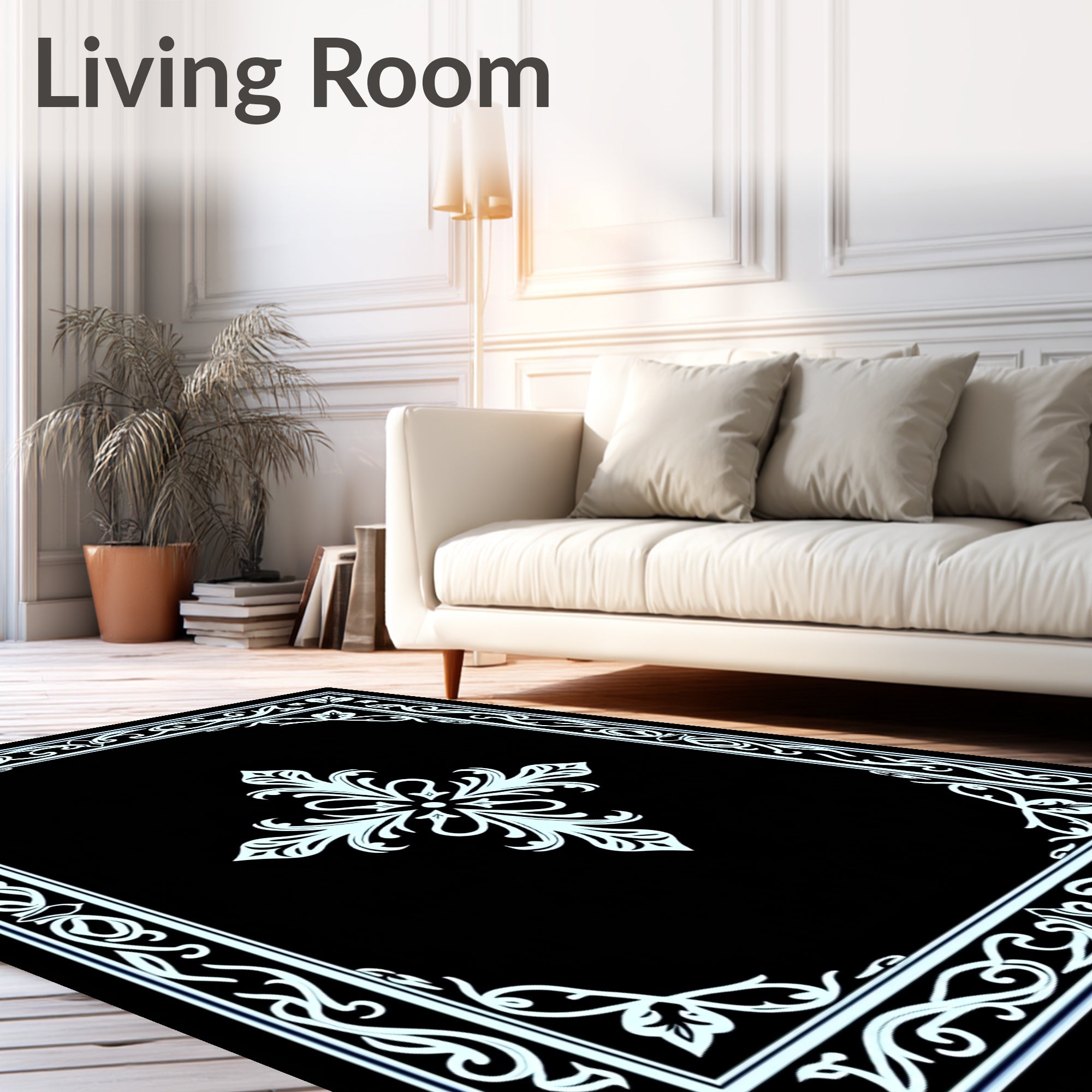 Ornate Filigree Floral Scrollwork Pattern Rug