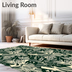 Emerald Green Abstract Botanical Swirl Rug