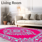 Vibrant Floral Scroll Pattern Rug