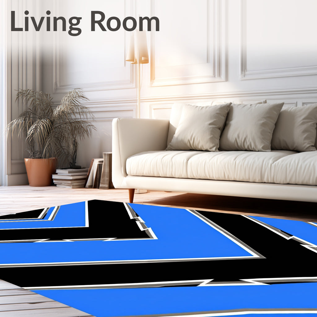 Bold Blue Chevron Pattern Rug