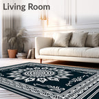 Monochromatic Sunburst Intricate Border Rug